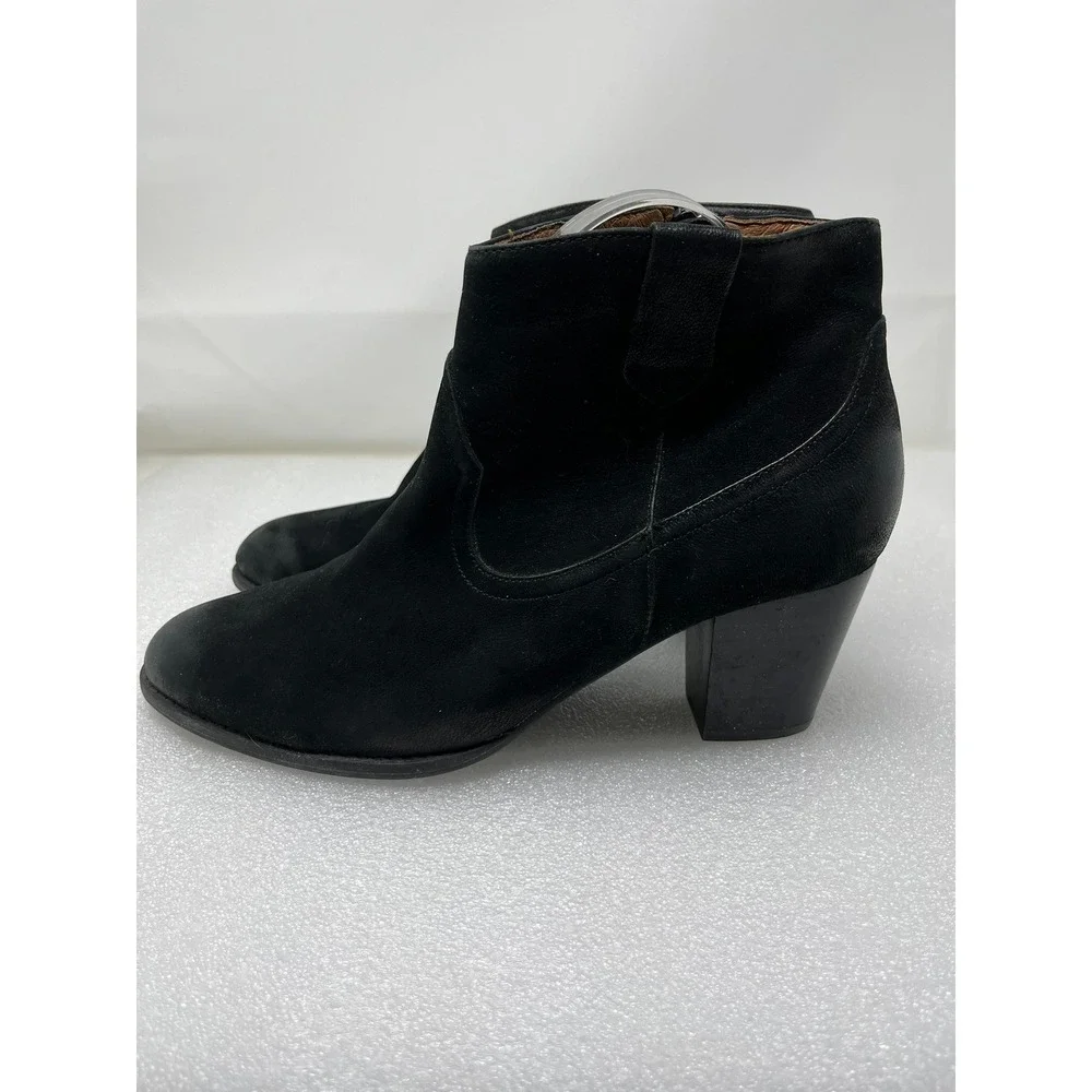 Vionic Windom Womens Size 11 Black Suede Western Ankle Boots Side Zip Block Heel